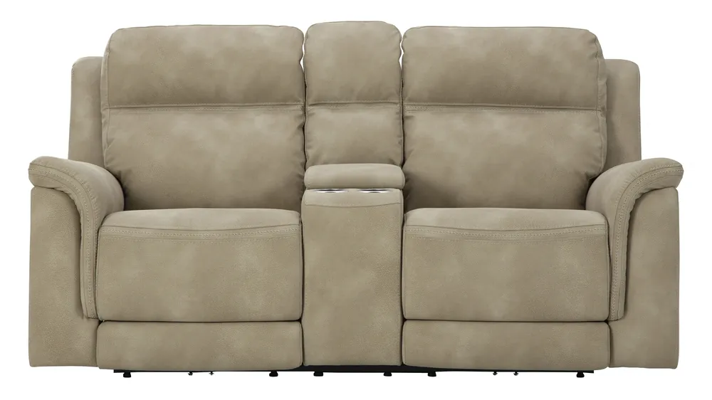 Ashley Next-Gen Sand Power Loveseat with Console