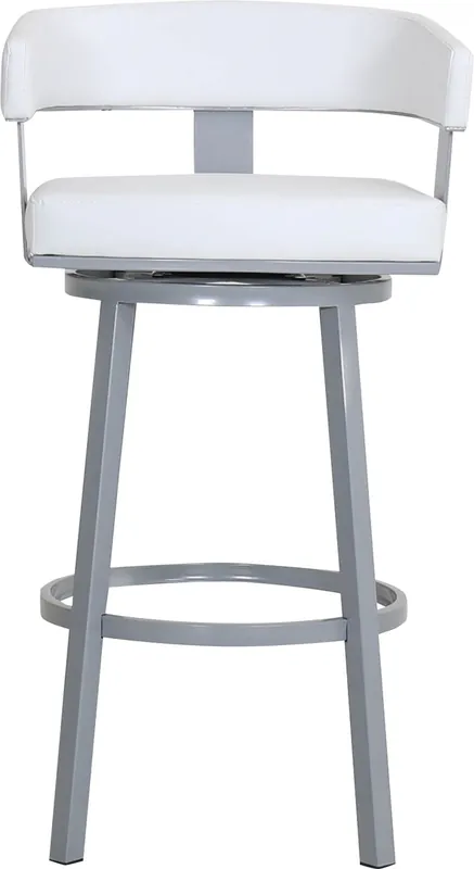 Armen Living Lorin White Swivel Barstool