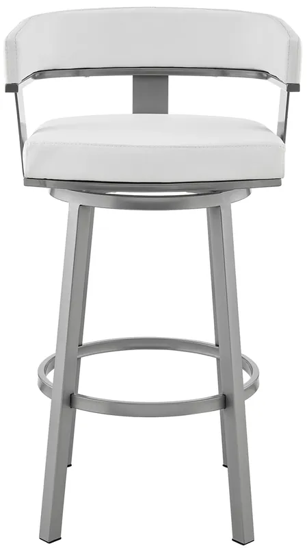 Armen Living Lorin White Swivel Counter Stool
