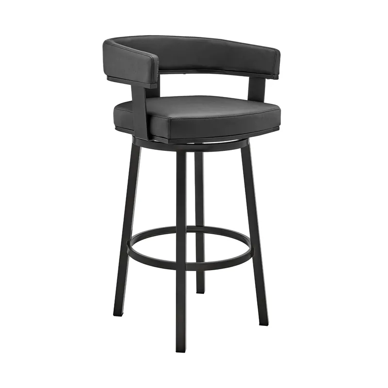 Armen Living Lorin Black Swivel Barstool