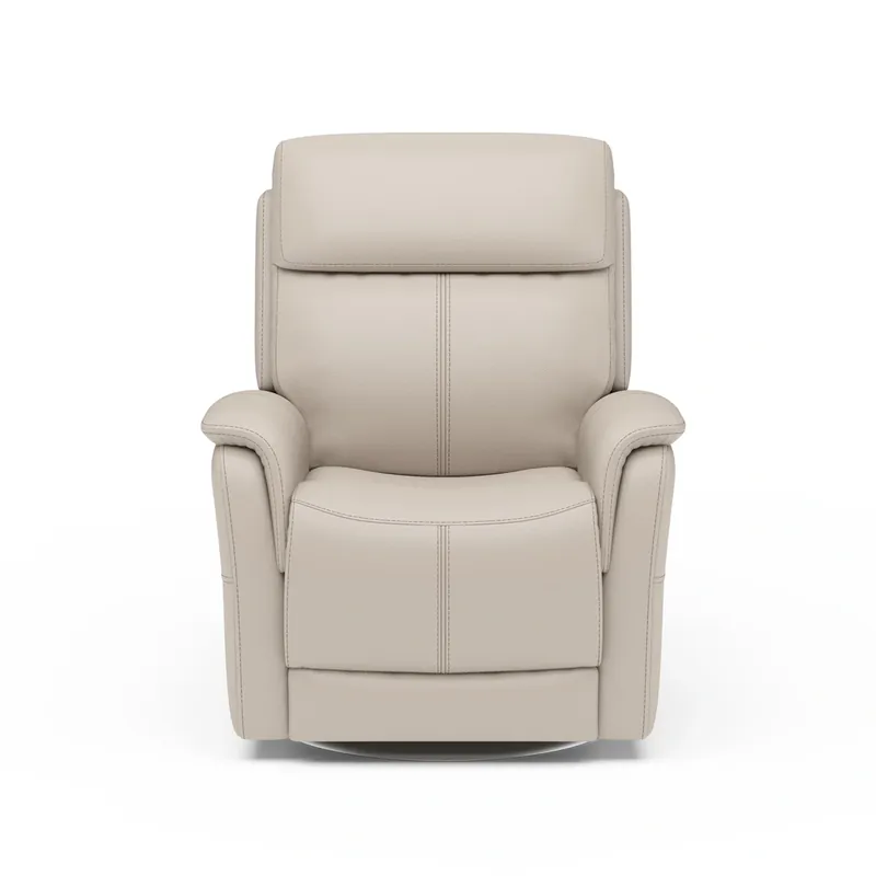 Flexsteel View Dove Leather Power Swivel Recliner