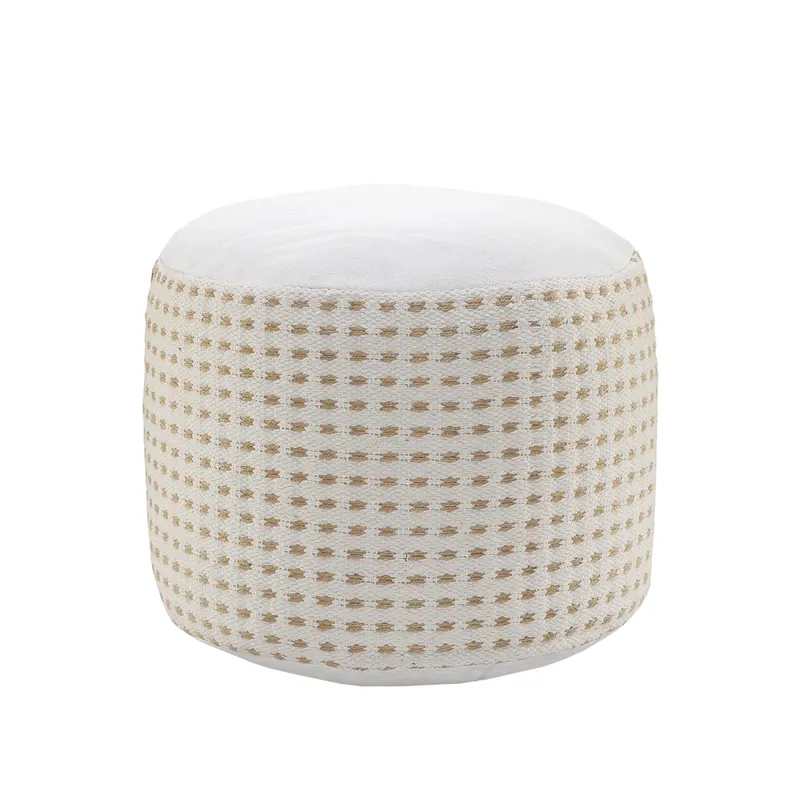 LR Home White & Tan Pouf