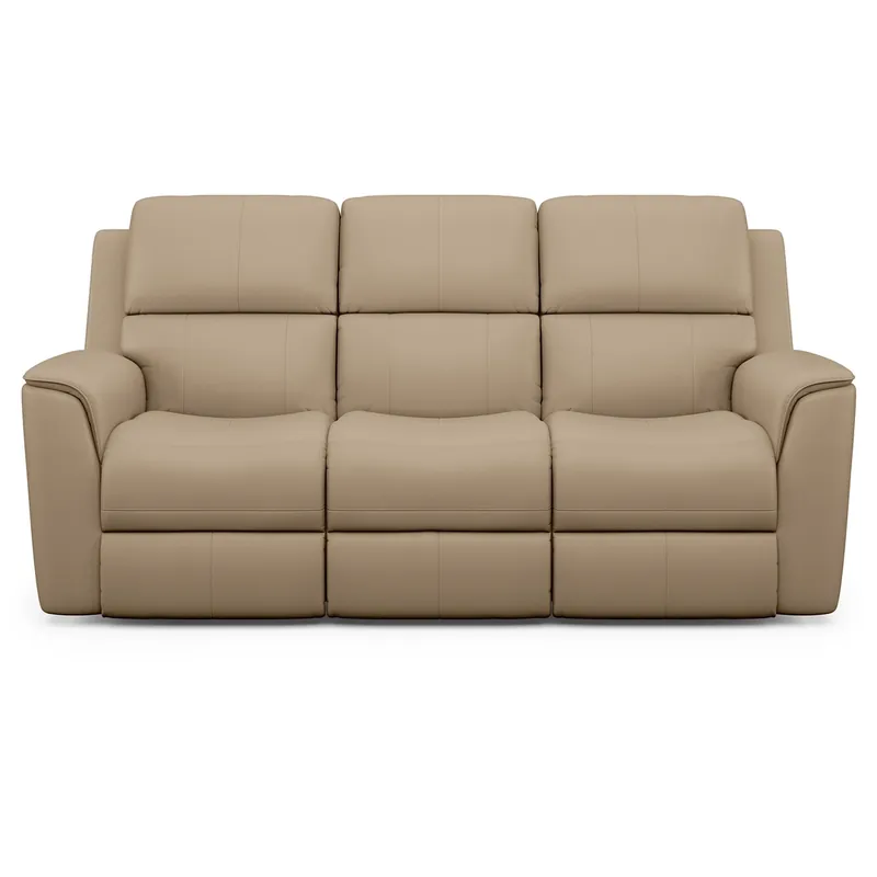 Flexsteel Henry Beige Leather Power Reclining Sofa