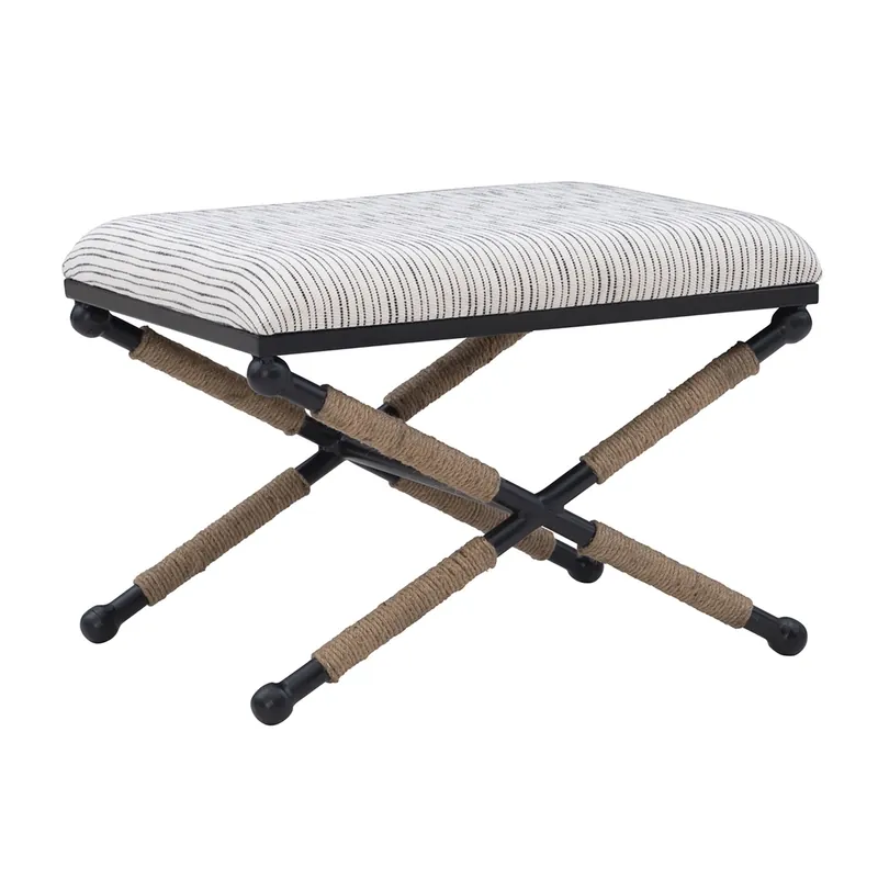Linon Campaign Striped Accent Stool