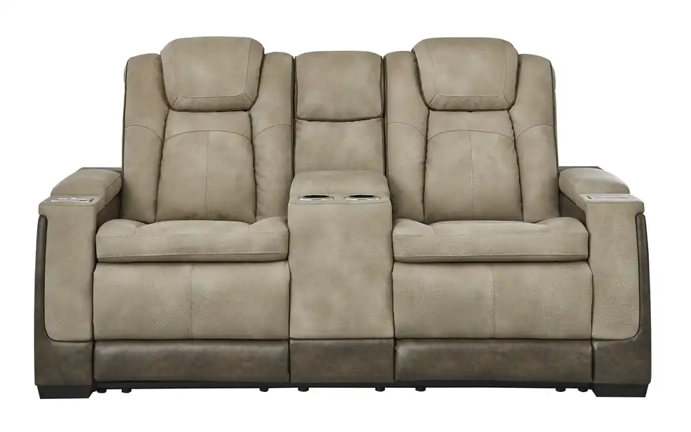 Ashley Next-Gen Sand Power Reclining Loveseat with Console
