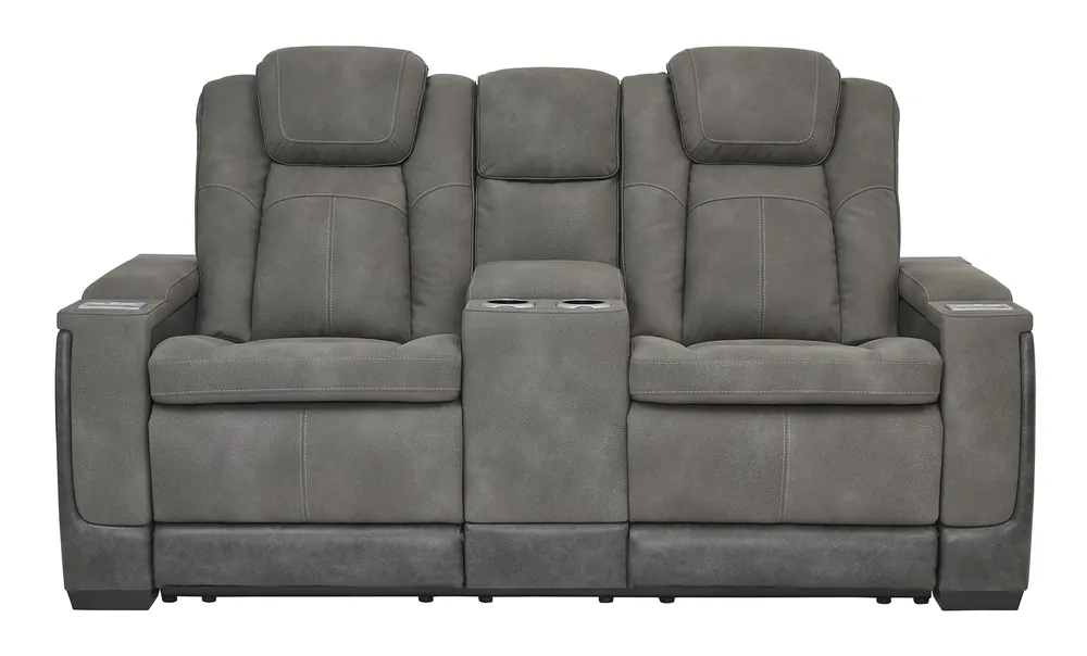 Ashley Next-Gen Gray Power Reclining Loveseat with Console