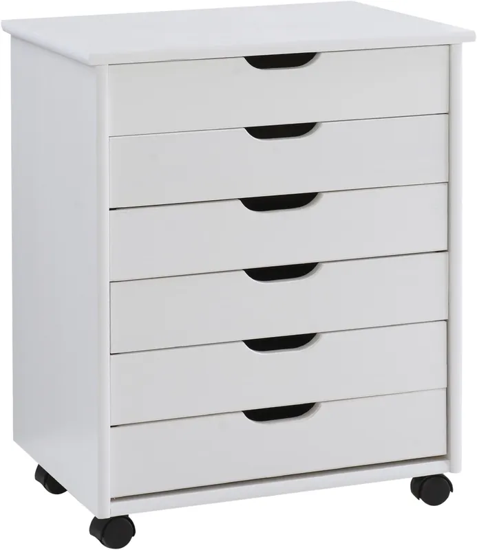 Linon Rudy White Rolling Cart