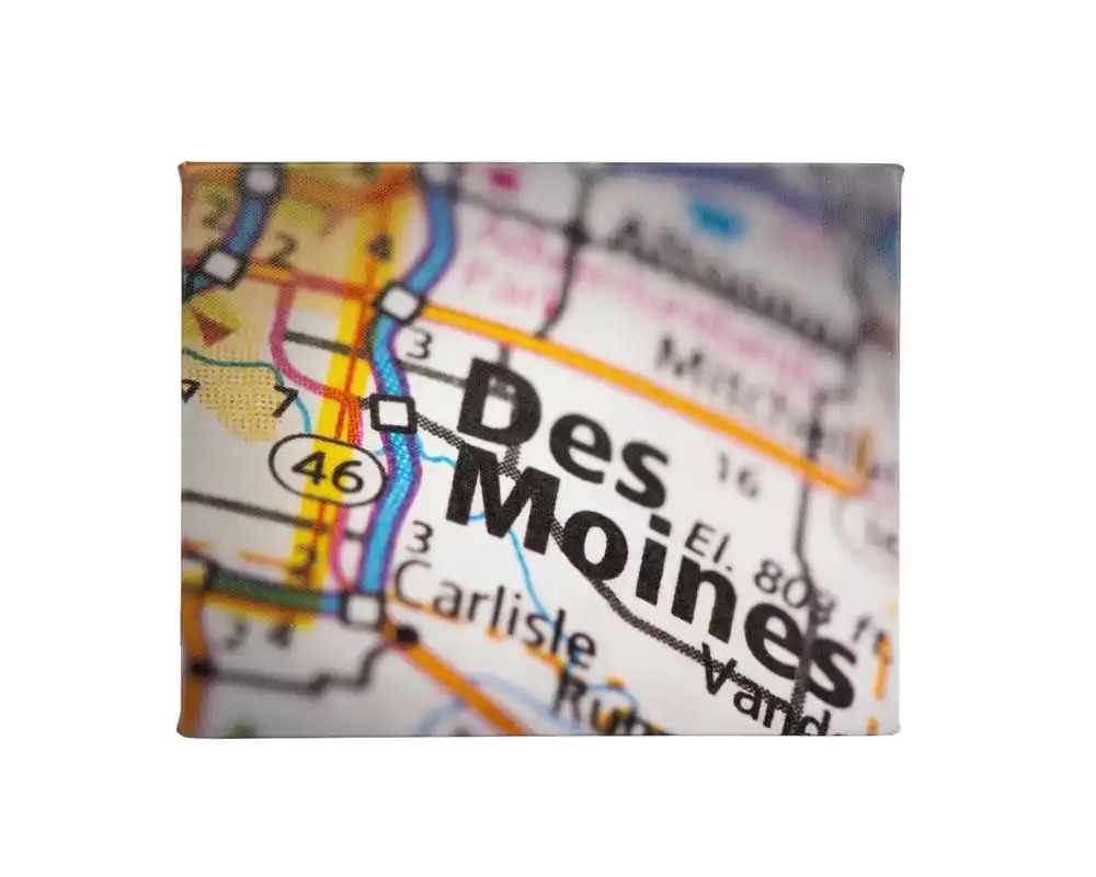 Prestige Art Map to Des Moines 8 X 10 Wall Art