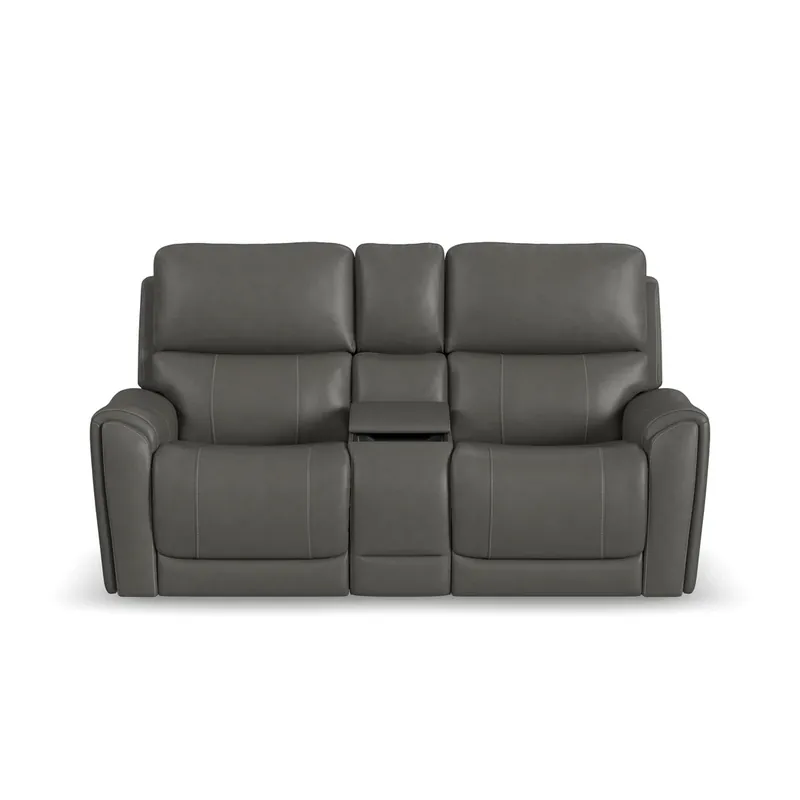 Flexsteel Carter Smoke Power Reclining Loveseat with Console