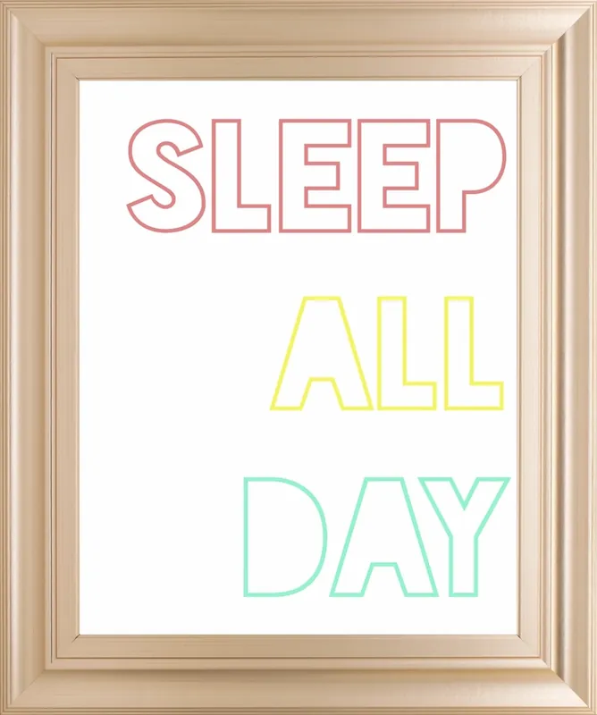 Classy Art Sleep All Day 22 X 28