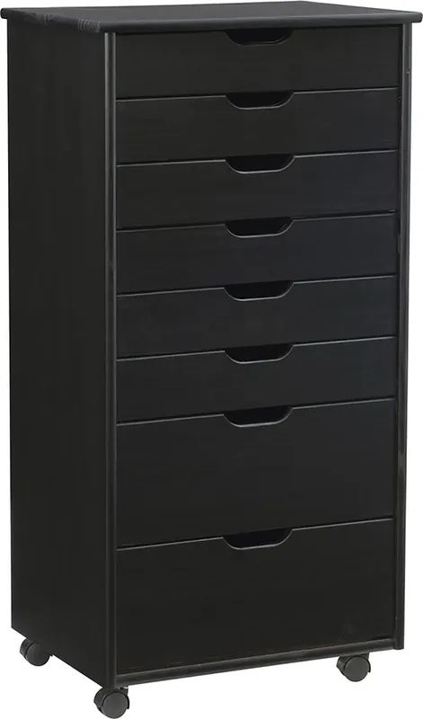 Linon Rudy Black Rolling Cart