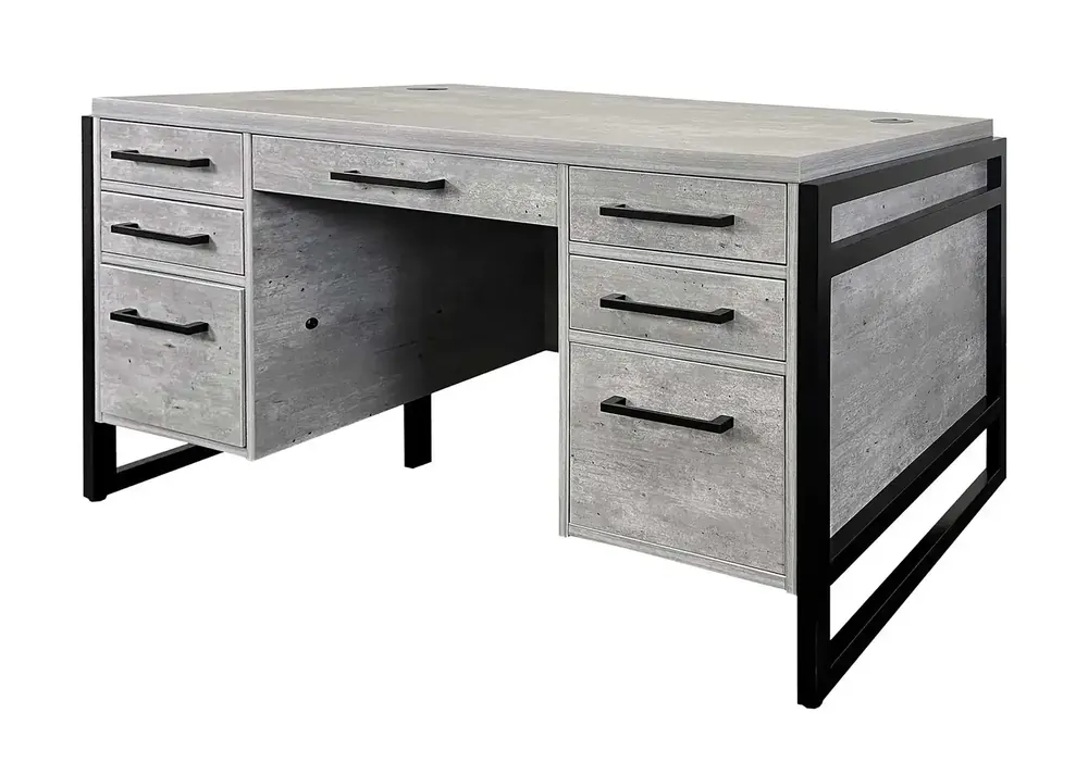 Martin Furniture Mason Concrete Double Pedestal Desk