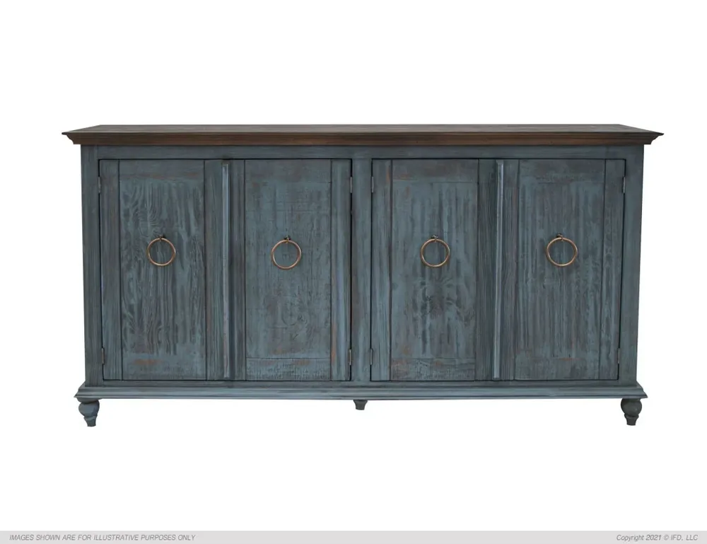 Int'l Furniture Capri 4-Door Console in Blue/Brown