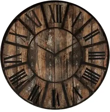 Deco Marché Brown Wall Clock with Black Accents