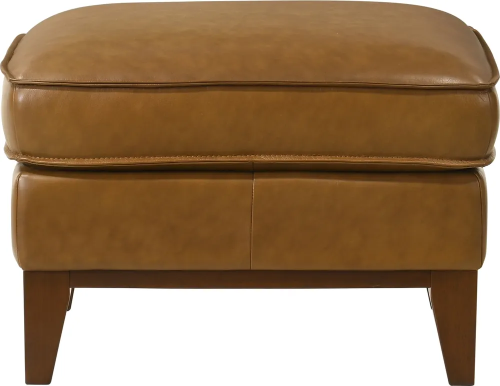 New Classic Caspar Caramel Leather Ottoman