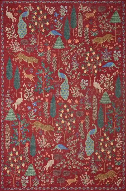 Loloi Menagerie Rug in Red - 5.3 x 7.8