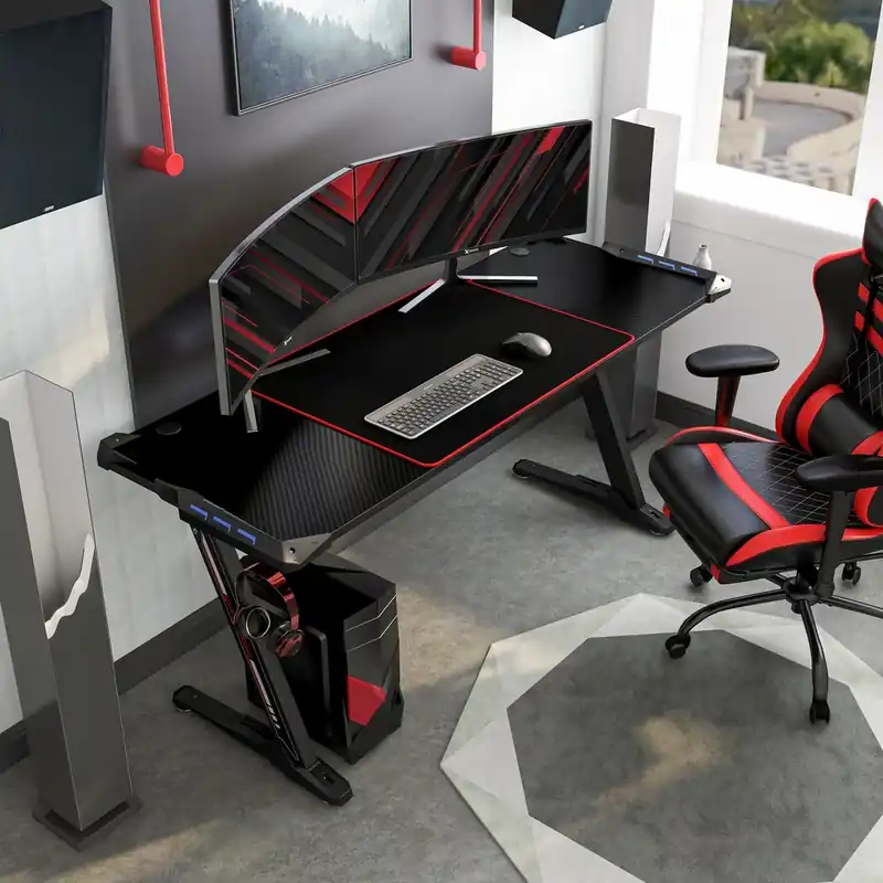 Furniture of America Good Game Black Gaming Desk