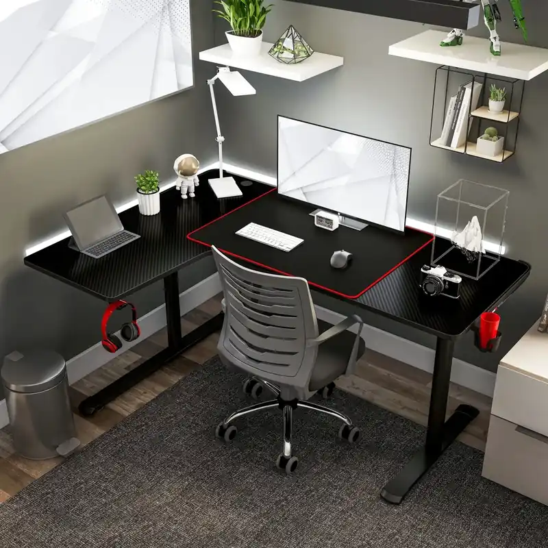 Furniture of America Good Game Black Corner Gaming Desk