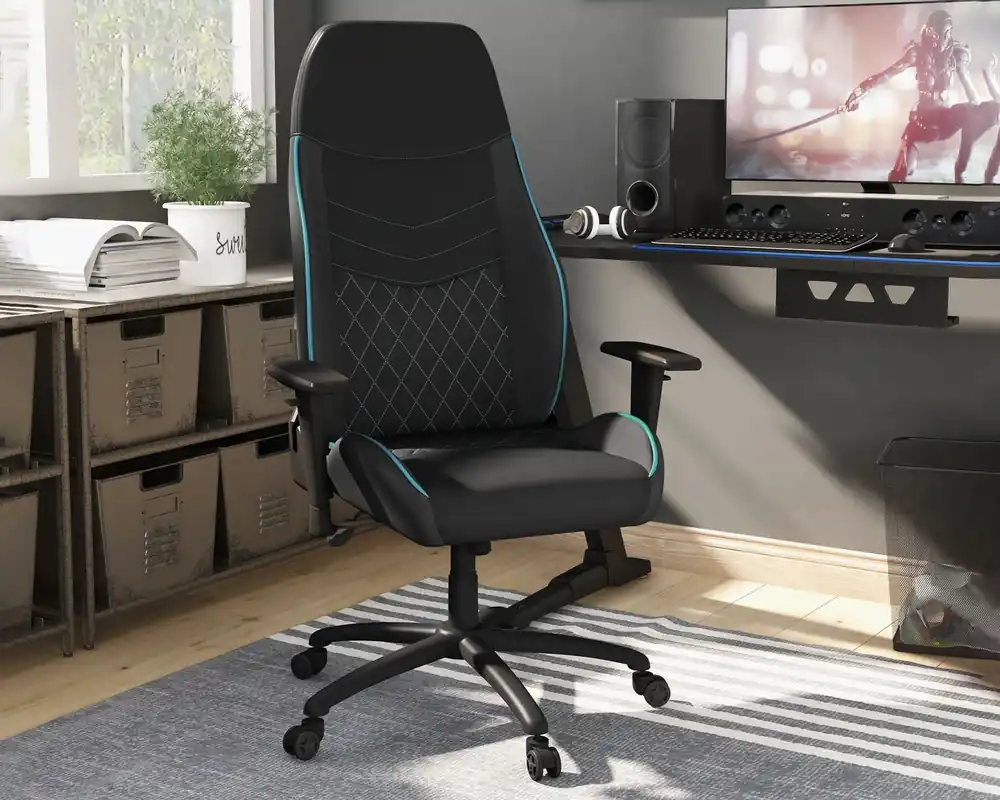 Furniture of America Good Game Gaming Chair in Black/Blue