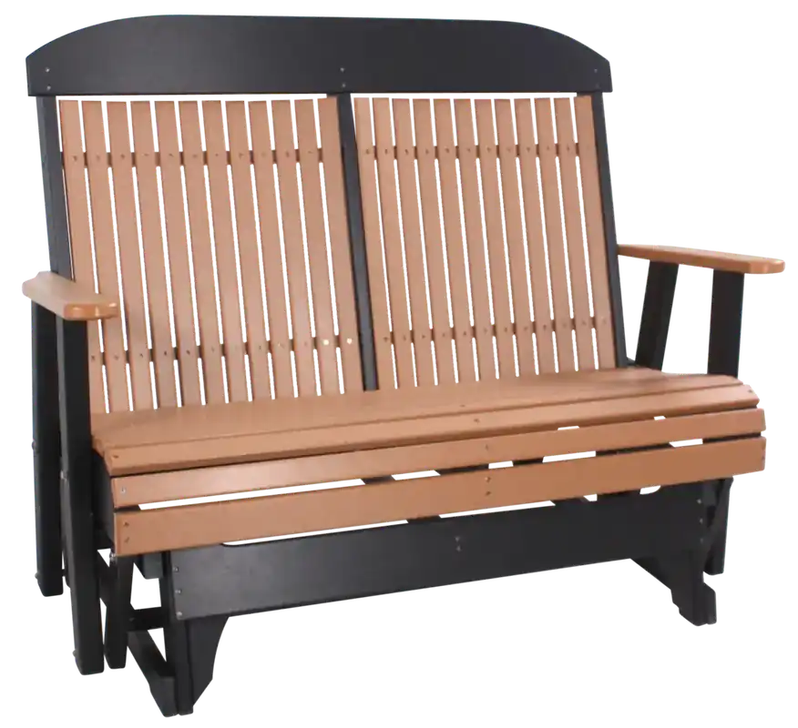 Amish Outdoors Classic High-Back Cedar/Black Adirondack Glider Loveseat