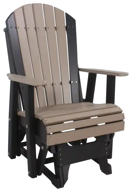 Amish Outdoors Deluxe Weatherwood/Black Adirondack Glider Chair