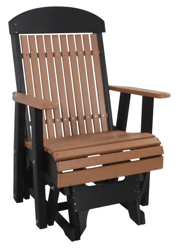 Amish Outdoors Classic High-Back Cedar/Black Adirondack Glider Chair