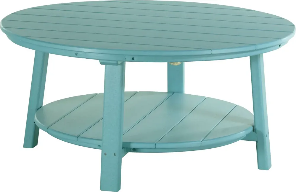 Amish Outdoors Deluxe Aruba Blue Round Adirondack Coffee Table