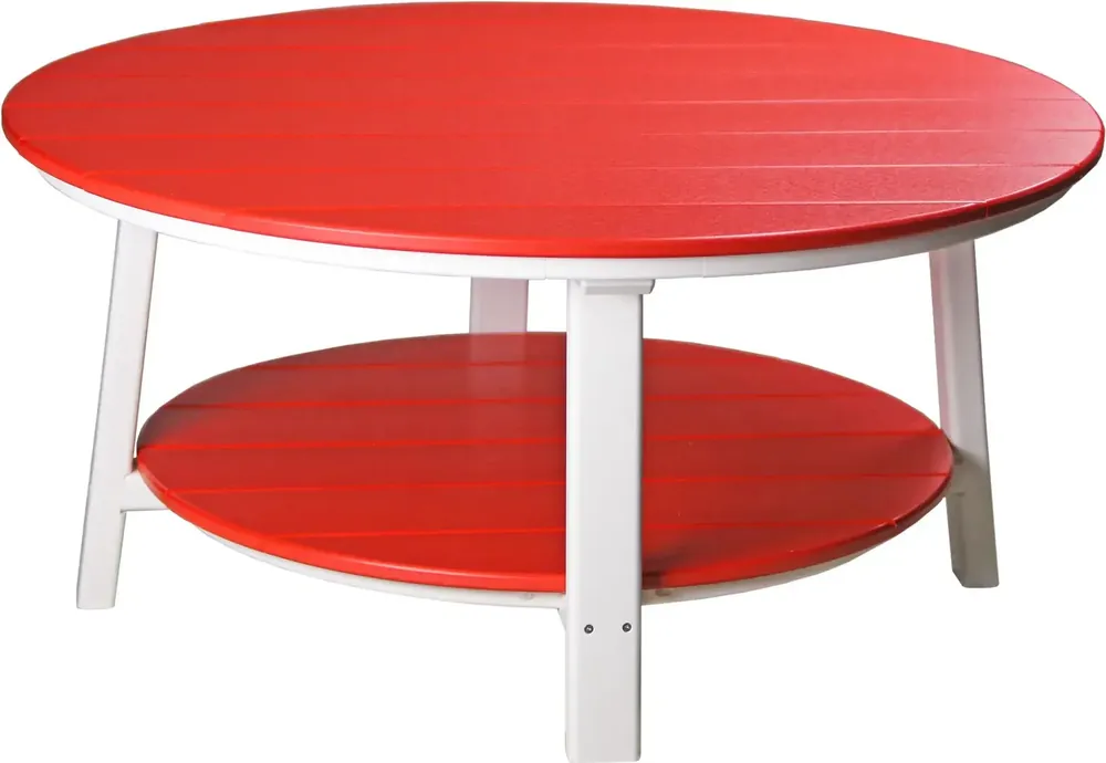 Amish Outdoors Deluxe Red/White Round Adirondack Coffee Table