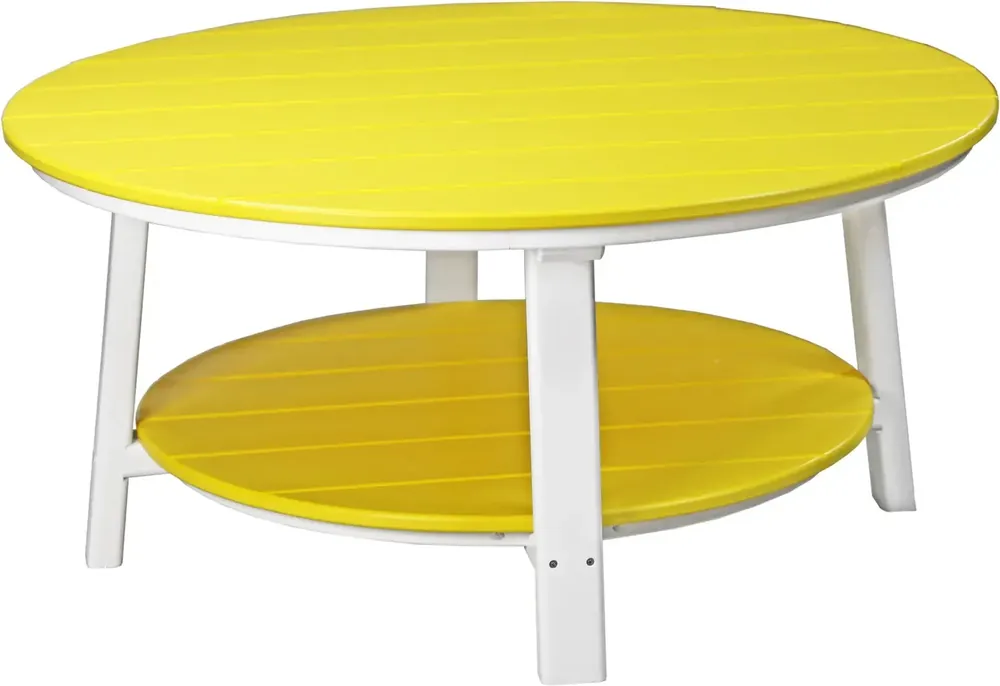 Amish Outdoors Deluxe Yellow/White Round Adirondack Coffee Table