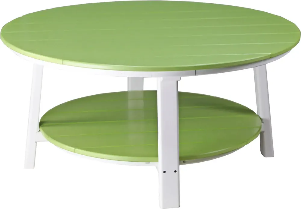 Amish Outdoors Deluxe Lime/White Round Adirondack Coffee Table