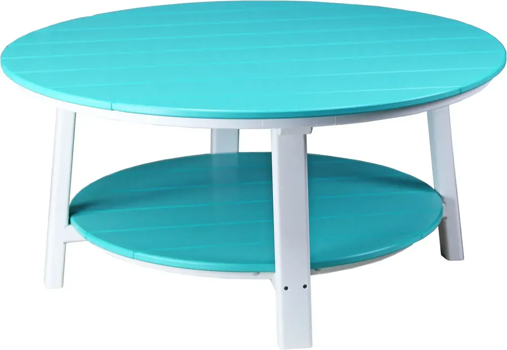 Amish Outdoors Deluxe Aruba/White Round Adirondack Coffee Table