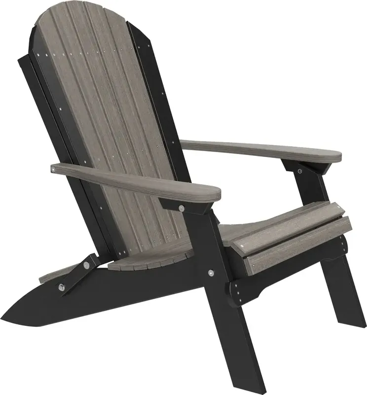 Amish Outdoors Coastal Gray/Black Folding Adirondack Chair