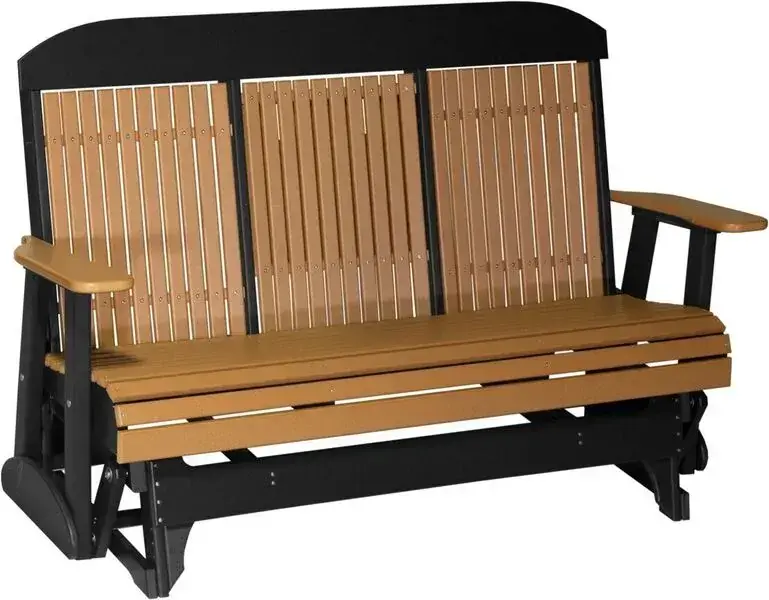 Amish Outdoors Classic High-Back Cedar/Black Glider Sofa with Console