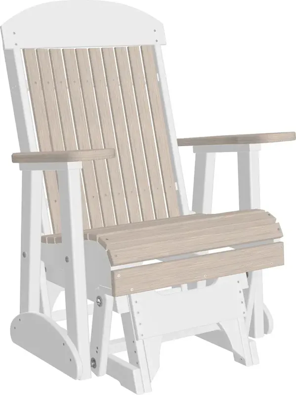 Amish Outdoors Classic High-Back Birch/White Adirondack Glider Chair