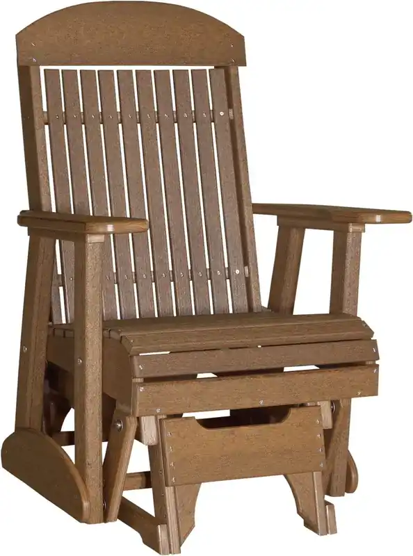 Amish Outdoors Classic High-Back Antique Mahogany Adirondack Glider Chair