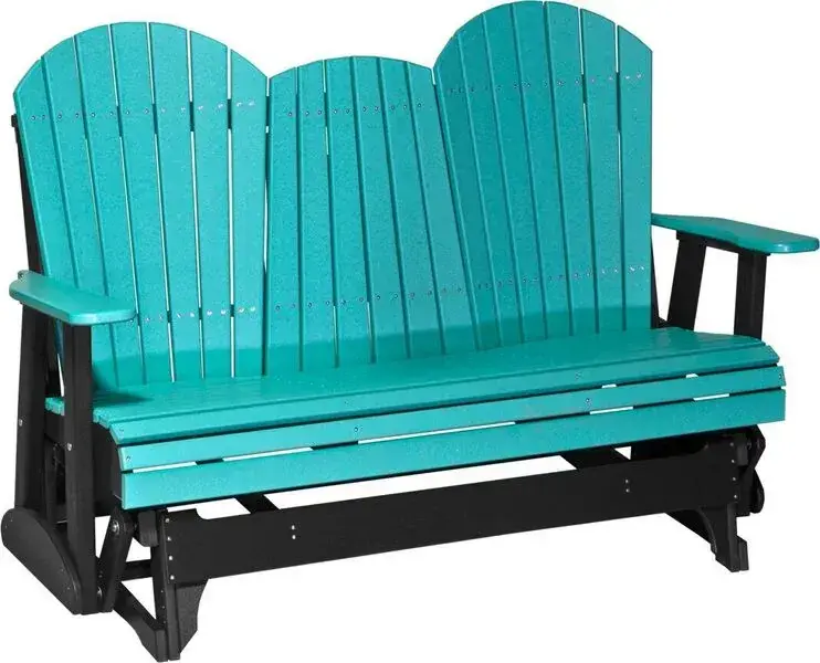Amish Outdoors Deluxe Aruba/Black Adirondack Glider Sofa with Console