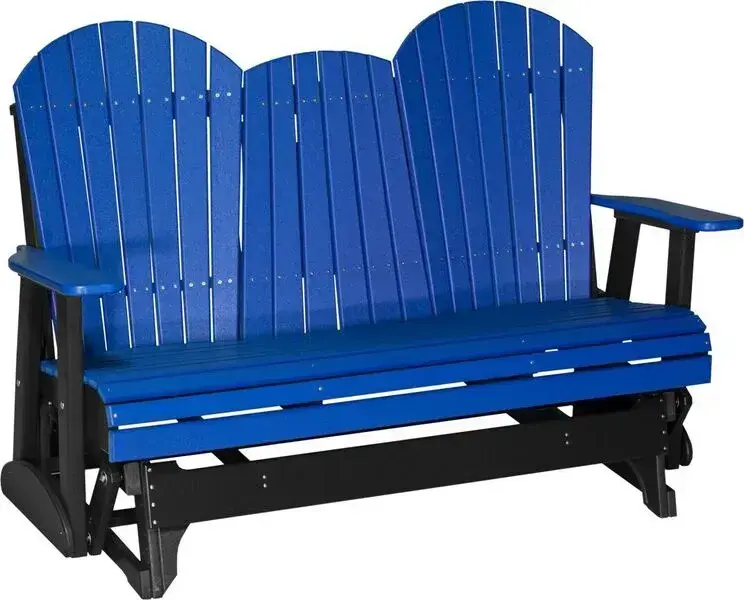 Amish Outdoors Deluxe Blue/Black Adirondack Glider Sofa with Console