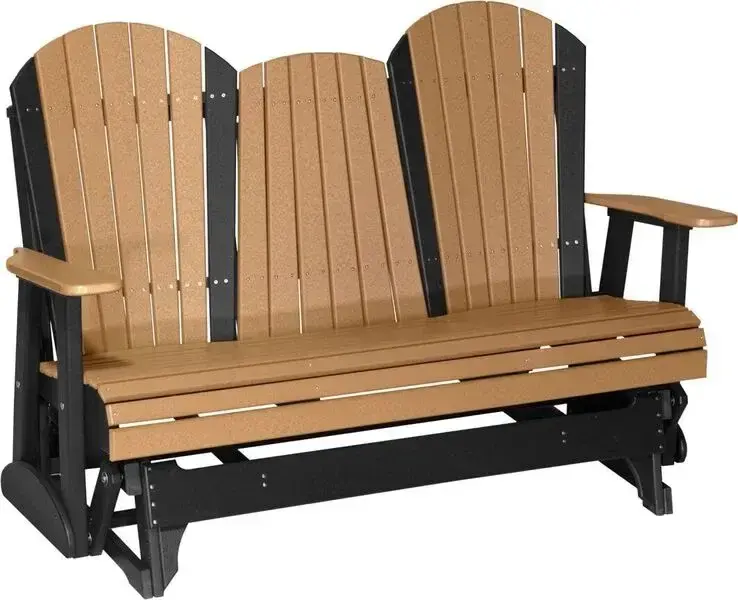 Amish Outdoors Deluxe Cedar/Black Adirondack Glider Sofa with Console