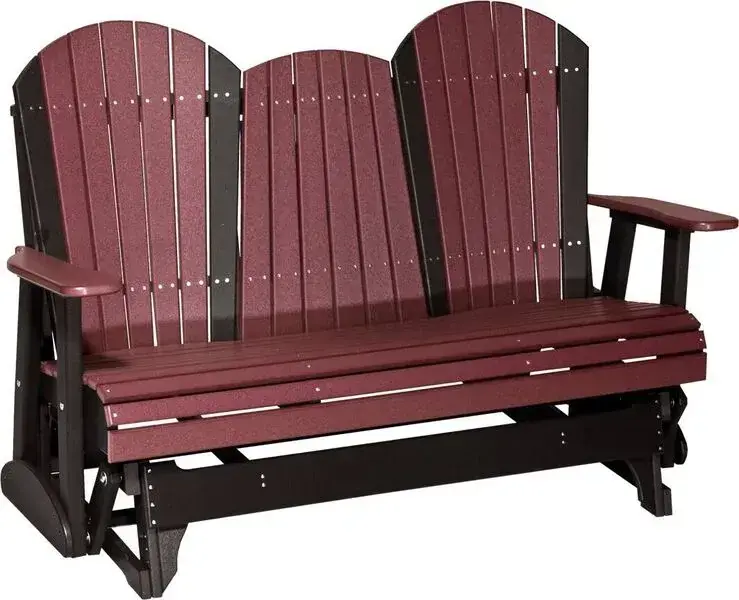 Amish Outdoors Deluxe Cherry/Black Adirondack Glider Sofa with Console