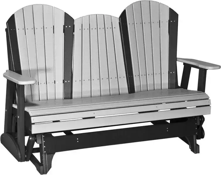 Amish Outdoors Deluxe Gray/Black Adirondack Glider Sofa with Console