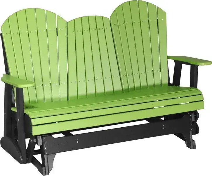 Amish Outdoors Deluxe Lime/Black Adirondack Glider Sofa with Console