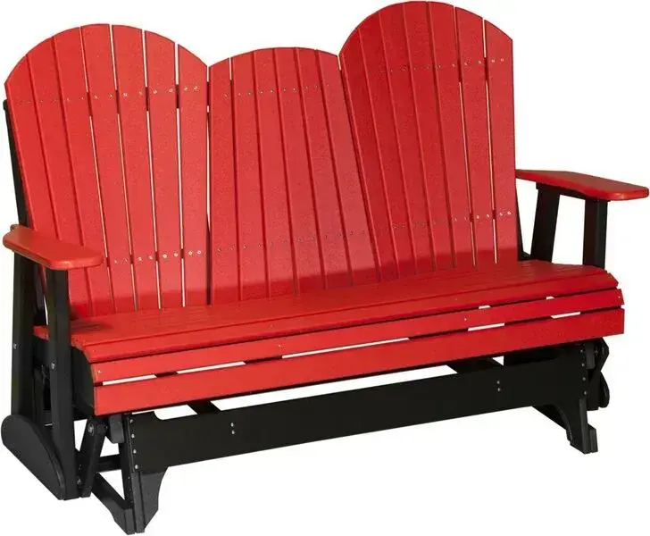 Amish Outdoors Deluxe Red/Black Adirondack Glider Sofa with Console