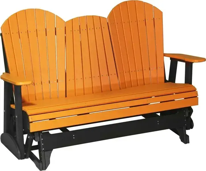Amish Outdoors Deluxe Tangerine/Black Adirondack Glider Sofa with Console