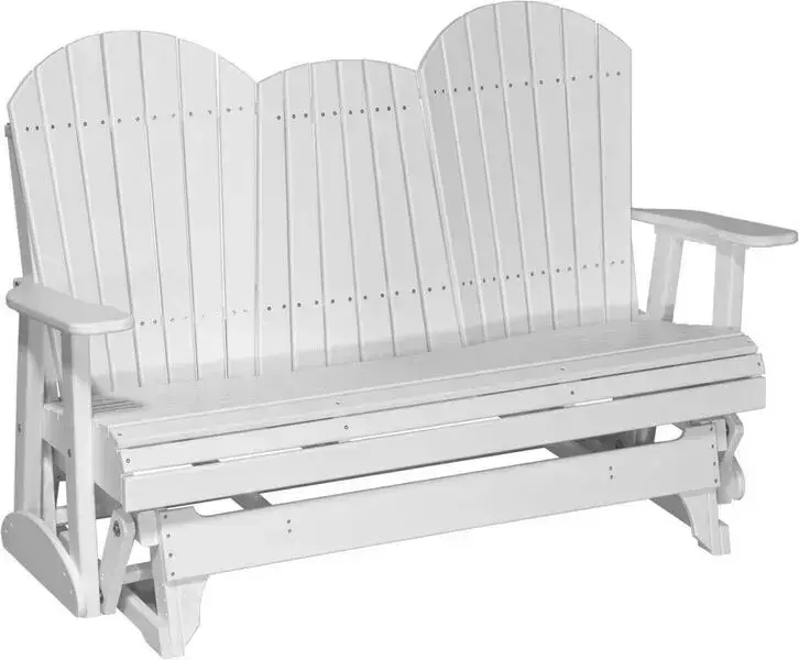 Amish Outdoors Deluxe White Adirondack Glider Sofa with Console