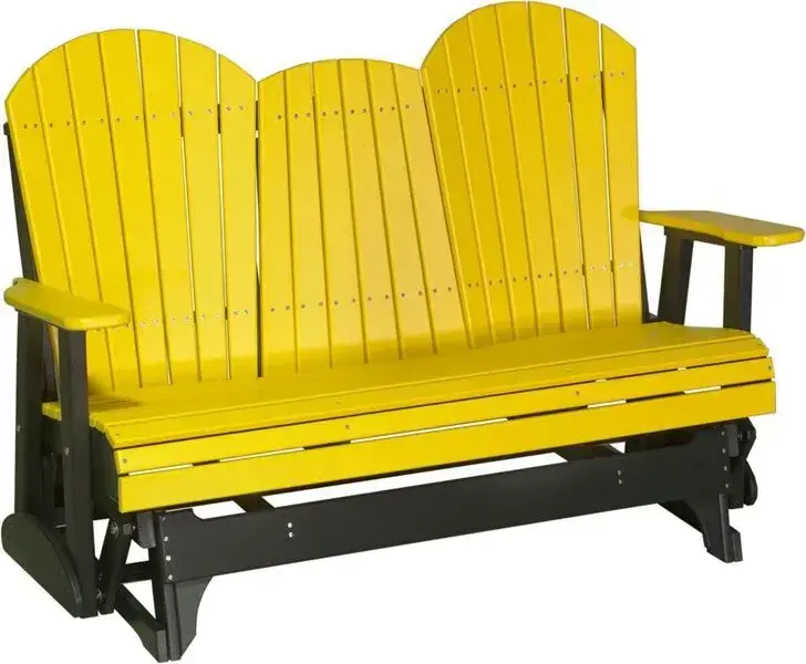 Amish Outdoors Deluxe Yellow/Black Adirondack Glider Sofa with Console