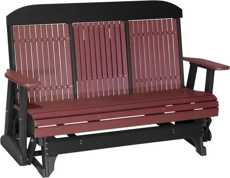 Amish Outdoors Classic High-Back Cherry/Black Glider Sofa with Console