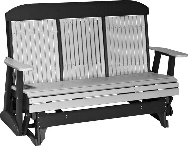 Amish Outdoors Classic High-Back Gray/Black Glider Sofa with Console