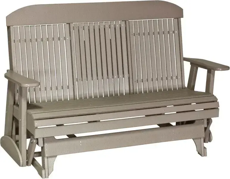 Amish Outdoors Classic High-Back Weatherwood Glider Sofa with Console