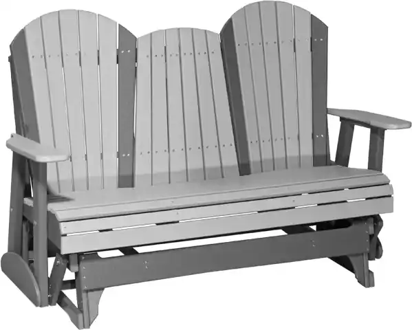 Amish Outdoors Deluxe Gray/Slate Adirondack Glider Sofa with Console