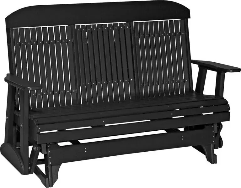 Amish Outdoors Classic High-Back Black Glider Sofa with Console